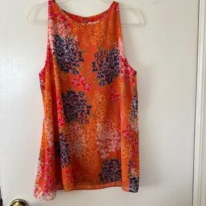 Floral Orange Sleeveless Top
